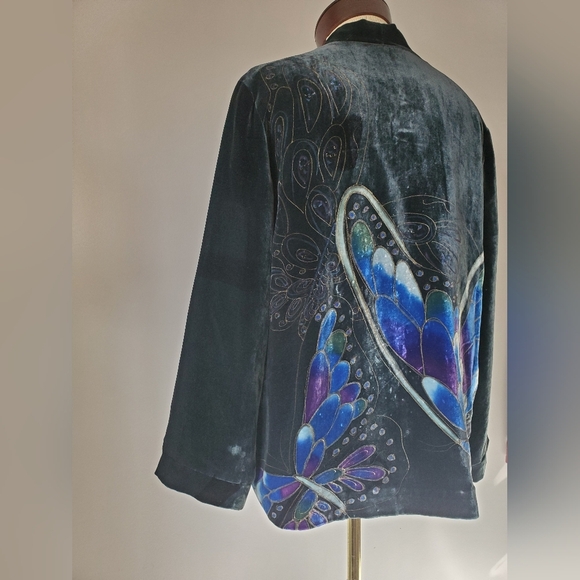 CHICO'S ANNIVERSARY COLLECTION silk/Rayon butterfly jacket. Size 1 (M/8) - Picture 6 of 15